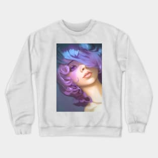 A girl with purple hair Crewneck Sweatshirt